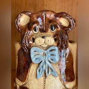 Vintage Max Hindt Drip Glaze Bear Signed Studio Pottery Planter, 1970's